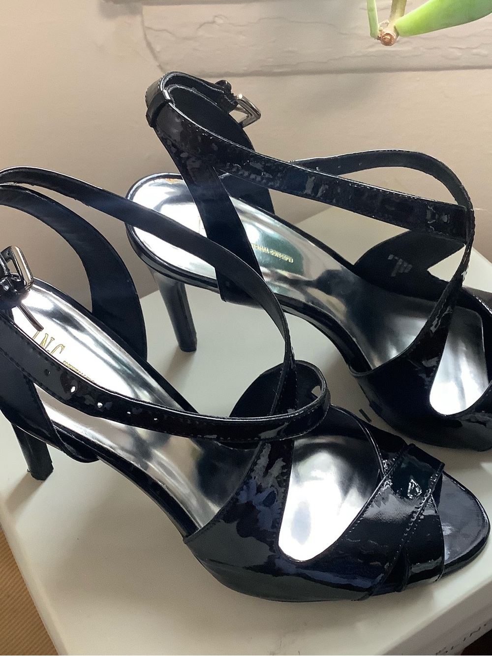 INC international concepts black patent Strappy heels size8